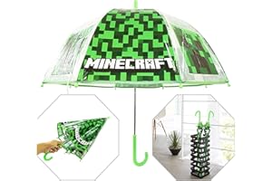 HOVUK 8 żeber unisex dzieci klasyczne parasole składany parasol Brolly dla dziewcząt chłopców 3-7 lat wiatroszczelny kij parasol przenośny parasol podróżny, Minecraft - zielony, Small, Dzwon