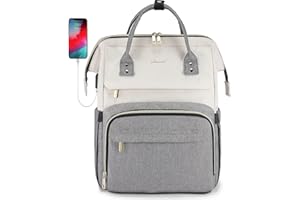 LOVEVOOK Laptop Backpack Women 15.6 inch, Work Bags for Womens, School Computer Bag with USB Port for Business College Travel, Rucksack for Teacher Nurse,BeigeGrey