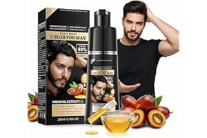PROBUK Shampoo Colorante Nero per Uomo 200ml,Shampoo Colorante Uomo,Tinta Per Capelli Neri Semipermanente,Facile E Veloce,Copertura Istantanea Dei Capelli Bianchi