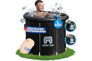 NUIA Premium Eisbad 2.0 400L (80 cm Ø) L Komplettset, Kryotherapie Eis Bad für Sportler & Anfänger, Eistonne mit 5 Isolierschichten Eis Tonne geeignet bis 1,90m