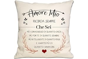 Bommex Amore mio Sei più Coraggioso di Quanto Credi Copri cuscino regalo ispiratore per Fidanzato Marito Compleanno San Valentino Regalo di Natale(Caro Amore-1)