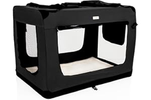 Fabric Dog Crate in Black XXL Size 101cm, Cat Pet Carrier by Cozy Pet Folding Transport Travel Cage Ideal for Dogs, Puppies, Cats, Rabbits, etc. FDC-XXL-BLK