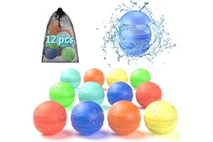ALAFLY 12 Pack Reusable Water Balloons [One Hand Quick Fill] Dual-End Auto Sealing Pool Toy Water Balls for Kids/Adults, Summer Outdoor Beach Toys for Toddler Age 3+, Non-Magnets & Safe Fun