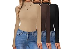 Ekouaer Maglia Termica Donna Maglietta Manica Lunga Intimo Collo Alto Top Aderente Invernale, S-XXL