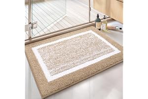 Color&Geometry Absorbent Bath Mat 60x 90 cm, Soft Bathroom Mat Non Slip, Machine Washable Bathroom Rug, Bathmat Bath Mats for Bathroom Bathtub (Beige)