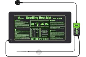 Hyindoor Heat Mat for Plants,Waterproof Seedling Heat Mat with Thermostat 10.63”*21.26” Germination Heated Propagator Warming Mat for Indoor Gardening Greenhouse