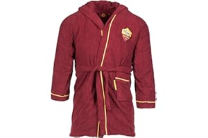 AS Roma Peignoir en micro-éponge pour enfant 12/14 ans avec écusson A.S. Rome officiel, jaune et rouge