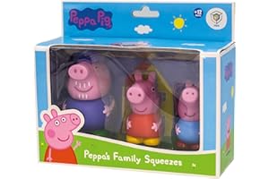 DQB DEQUBE Peppa Pig - Set di 3 statuette bagno Peppa Pig - Giocattoli d'acqua e bagno - Include George, nonno e Peppa (DeQube 919D00047)