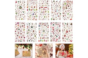 AIPAIDE Autocollant Scrapbooking Noël 10 Feuilles Autocollant Adhésif Enfant Motifs Divers Gommettes Stickers Bonhomme de Neige Arbre Père Noël Animal Décoration pour Scrapbooking DIY Bricolage