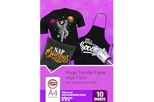Raimarket Premium Iron on Transfer Paper t-Shirt Printing for Dark Fabrics, A4 10 Sheets, Printable Htv, Iron on Transfers for t Shirts, Best Heat Transfer Paper for Black T-Shirts, Easy to Use