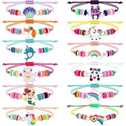 12 Braccialetti A Farfalla Regolabili Per Bambina – Braccialetti Dell’Amicizia Intrecciati A Mano, Con Perline, Per Compleanni E Feste