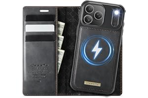 Coverilo Handyhülle für iPhone 17 Pro Max Hülle Abnehmbar 2-in-1 Magnetische Premium PU Leder Klapphülle Kabelloses Laden Kartenfach RFID Standfunktion Schutzhülle für iPhone 17 Pro Max – Schwarz
