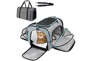 Lohofrnny Trasportino per Cani e Gatti Espandibile, Trasportino per Animali Portatile Morbido e Pieghevole, Trasportino per Animali Approvato Dalla Compagnia Aerea per Viaggio (L)