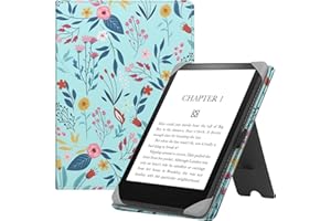 HGWALP Universal Case for 6" eReaders, Folio Leather Stand Cover with Handstrap Compatible with All 6 inch Paperwhite/Kobo/Tolino/Pocketook/Sony E-Book Reader-Spring Bloom