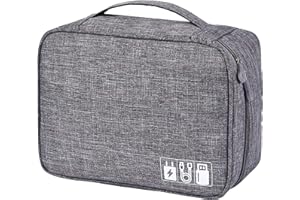 Ruyosn kabel organizer torba wodoodporna torba na kabel duża torba na dysk twardy torba elektroniczna podwójna warstwa elektryczny organizer kabel torba elektronika akcesoria organizer kabel power bank, Szary
