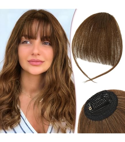 Clip-In Pony Seitlicher Pony – Dunkelbraun, 25 Cm, Aus Simuliertem Echthaar, Für Natürlichen Look