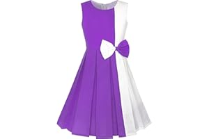Sunny Fashion Girls Dress Color Block Contrast Bow Tie Everyday Party Age 4-14 Years