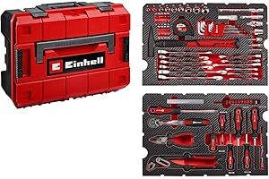 EINHELL ACCESSORIES Einhell Oryginalny 80-częściowy E-CASE (wysokiej jakości zestaw narzędzi w solidnej walizce z tworzywa sztucznego, możliwość układania w stos, idealny jako podstawowe wyposażenie domu i warsztatu)