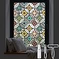 DKTIE Boho Chic Window Privacy Film with Installation Tools - Soften Light, Reduce UV Rays, Decorative Stained Glass Window Tinting Film for Home, Window Clings, 17.7 x 78.7 Inch