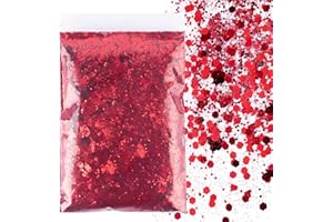 BETESSIN 50g Pupurina Roja, Purpurina DIY, Glitter para Manualidad, Brillantina para Navidad Cuerpo Cara Uñas Pinturas Decoración