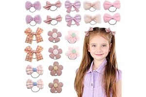 LUFFLOK 20 Pieces Girls School Hair Accessories, Pink Hair Bobbles for Girl and Baby, Elastic Ponytail Holders Rubber Band, Hairbands Ponytail Holders Hair Tie for Kids Infants Toddlers