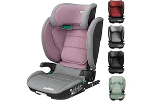 Jovikids Seggiolino Auto 15-36 kg per Bambini con Isofix, Reclinabile, 100cm - 150cm Groupes 2/3 ECE R129, Poggiatesta regolabile - rosa