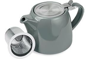 ORNA THE SOUL OF YOUR HOME ORNA Ceramic Loose Leaf Teapot with Infuser Strainer and Lid – Small Porcelain Tea Pot Brewer for One or 2 Person – 550ml / 18.6 Oz – Grey