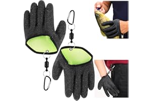 PTWOLA 2 Pcs Fishing Gloves with Magnet Release Non-Slip Waterproof Fish Glove Professional Catch Fish Gloves Textured Grip Palm Glove Fisherman Fishing Accessories for Men Women Handling Catching Cleaning