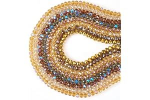 FASHEWELRY 576 perline in vetro trasparente elettroplaccate rotonde sfaccettate rondelle marroni perline sfuse di cristallo per la creazione di gioielli e accessori per capelli