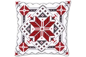 VERVACO Kreuzstich Stickpackungen Kissen Stickerei Set Anfänger Vorgedruckt Eiskristall II DIY Set Kreativ Set Für Erwachsene Dekoratives Kissen ca. 40 x 40 cm Bastelset Handwerker Haus Dekoration