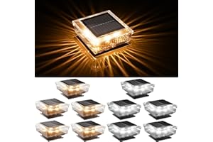 ‎JACKYLED JACKYLED Solar Pfostenkappe, 2 Lichtfarben Warm-/Kaltweiß, wasserdichte LED Außenbeleuchtung für Zaun und Terrasse, passend für 7x7 8x8 9x9 10x10 cm Pfosten (10 Stück)
