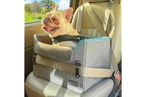 Petsfit Seggiolino Auto Trasportino per cani piccoli,Seggiolino cane auto anteriore con clip di sicurezza per la cintura e cuscino in peluche per cani piccoli fino a 6 kg