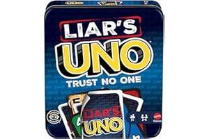 Mattel Games - Liar's UNO, nuova versione dell'iconico gioco in scatola da viaggio con bluff e trucchetti, inganna gli altri giocatori e fai dubitare i tuo avversari per vincere, 7+ anni, JLH68