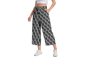 WUWUSKY Damen 3/4 Culotte Hose Leichte Sommerhose mit Taschen | Atmungsaktives Stoff Caprihose für Damen