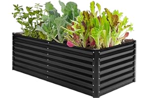 DWVO Hochbeet Metall 180x90x60cm mit Handschuhen, Gartenhochbeet aus Stahl, Rostfrei & Wetterfest, Stabiles verzinktes Beet mit Sicherheitsgummi für Gemüse Blumen Obst, Schwarz