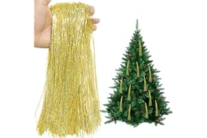 BIBITI Lametta Weihnachtsbaum Gold,Tannenbaum Deko Weihnachten Party Christbaum Lametta Vorhang Schwe Christbaumschmuck Weihnachtsdeko Christmas Tree Schmuck Glitzer Metall Aufhängen,für Silvester Dekoration