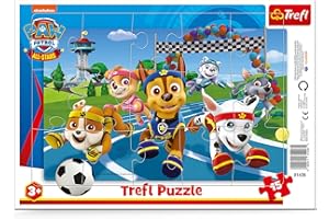 Trefl - PAW Patrol, Cagnolini Aiutanti - Puzzle con Cornice per i più Piccoli, 15 Tessere Grandi, Cornice e Base Rigida, per Bambini dai 3 anni