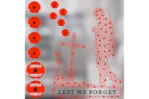 ACCJZZLYN Remembrance Soldier Poppy Stickers, Lest We Forget Car Sticker Double-Sided Static Remembrance Day Window Stickers, Poppy Decorations for Glass, Car, Mug, Laptop, Mobile Phones