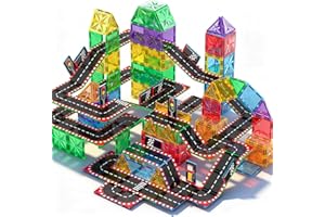 COOLJOYA Costruzioni Magnetiche Giochi Bambini 3 4 5 Anni, 65 Pezzi Costruzioni per Bambini, Tessere Magnetiche Set di Toppers Stradali, Giochi per Bambini 3 4 5 6 7 8 Anni