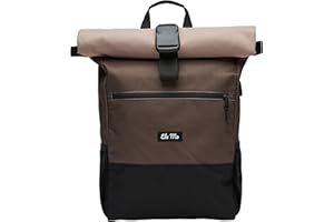 Ela Mo Rucksack Damen - Rolltop schön u. durchdacht - Laptop Rucksäcke für Frauen - Anti Diebstahl Tasche für Schule, Uni, Business (Sand & Olive)