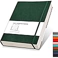 RETTACY College Ruled Notebook - 320 Numbered Pages Large B5 Lined Journal Notebook, 100gsm Thick Lined Paper, Faux Leather Softcover, for Women Men Work School, 19 x 25 cm - Green