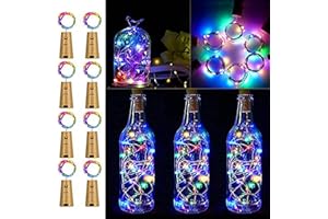 FANSIR Wine Bottle Lights with Cork, 8 Pack Battery Operated LED Cork Shape Silver Copper Wire Colorful Fairy Mini String Lights for DIY, Party, Decor, Wedding Indoor Outdoor Multicolor