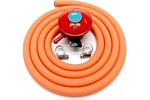 HUDDERSFIELD GAS Patio Gas Regulator 27Mm Clip On With 2M Hose + 2 Clips Fits Calor/Flogas