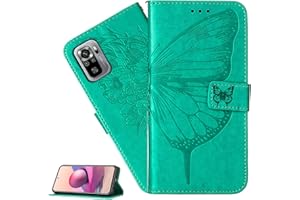 LEMAXELERS Custodia Galaxy A21S Cover Portafoglio,Samsung Galaxy A21S Custodia Fiore di Farfalla in Rilievo Wallet Shock-Absorption Magnetica Supporto Leather Flip Cover,YB Die Green
