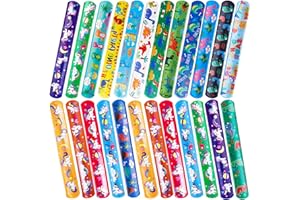 Foesihep 24Pcs Schnapparmband Kinder, Dinosaurier Einhorn Cartoon Tier Engineering Fahrzeug Person Schnapparmband