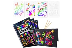 SIENON Kratzpapier-Kunst-Set, 3er-Pack Rubbel-Notizbuch, Kunsthandwerk für Kinder, Regenbogen-Kratzkunst, Skizzenbuch, Zeichenblöcke für Geburtstag Weihnachten Ostern Partybevorzugung