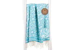 ZusenZomer Fouta Hamamtuch Damen XXL Blumen 100x190 - Hammam Tuch Strandtuch Saunatuch Groß und Weich - 100% gekämmte Baumwolle Oeko-TEX - Fair Trade Hamamtücher (Türkis Blau)