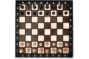 Khaplo - Jeux D'échecs en Bois De Luxe - Échiquier Pliable - Fabriqué À La Main - 27x27 Cm - Plateau De Jeu de Voyage - Modèle Babylon - Marron (27x27 cm, Intérieur Rouge)