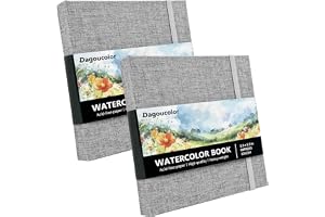 DagouColor Akvarellblock, 2 Pack, Grey, 14 * 14cm | 30 Ark, 300GSM Vattenfärgspapper Tygomslag Målning Akvarellskissbok, Kons