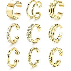 ORAZIO Valse oorpiercing, verstelbaar, manchet voor dames, oormanchet, goud, zilver, voor dames, kraakbeen, oorbel, zonder gat, clips, oren, niet geboord, dames, goud/zilver, Koper, Zirkonia